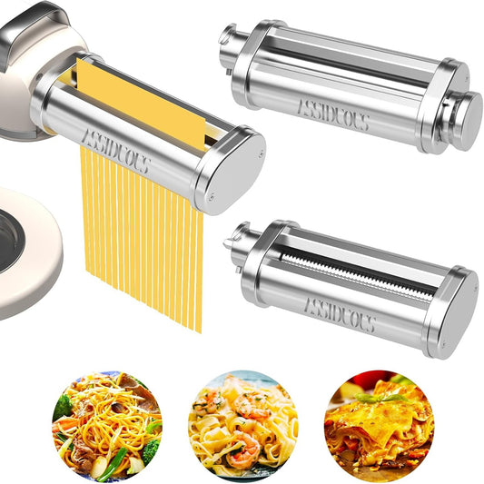 245070 - KENWOOD Pajisje shtesë për makarona për përpunuesit e ushqimit KVC/KVL, 3-në-1, çelik inox, përfshin rrotullues fletësh makaronash, prerës spagetish, prerës fettuccine