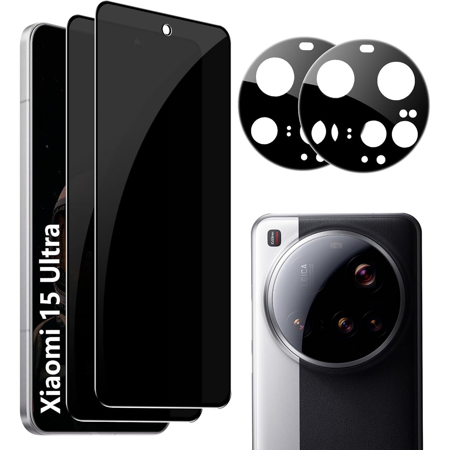 267017 - zZjoOoj Mbrojtës Ekrani për Privatësinë për Xiaomi 15 Ultra, Xham i Temperuar Anti-Spy dhe Mbrojtje e Kamerës [Pako 2+2], Mbrojtës Ekrani për Privatësinë me Fortësi 9H, Mbrojtës Ekrani për Privatësinë Anti-Gërvishtje