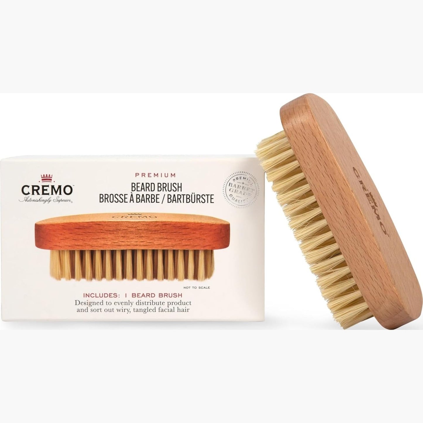 290216 - CREMO Furçë Premium për Mjekër për Burra, 100% Sisal Natyral, Dorezë Druri