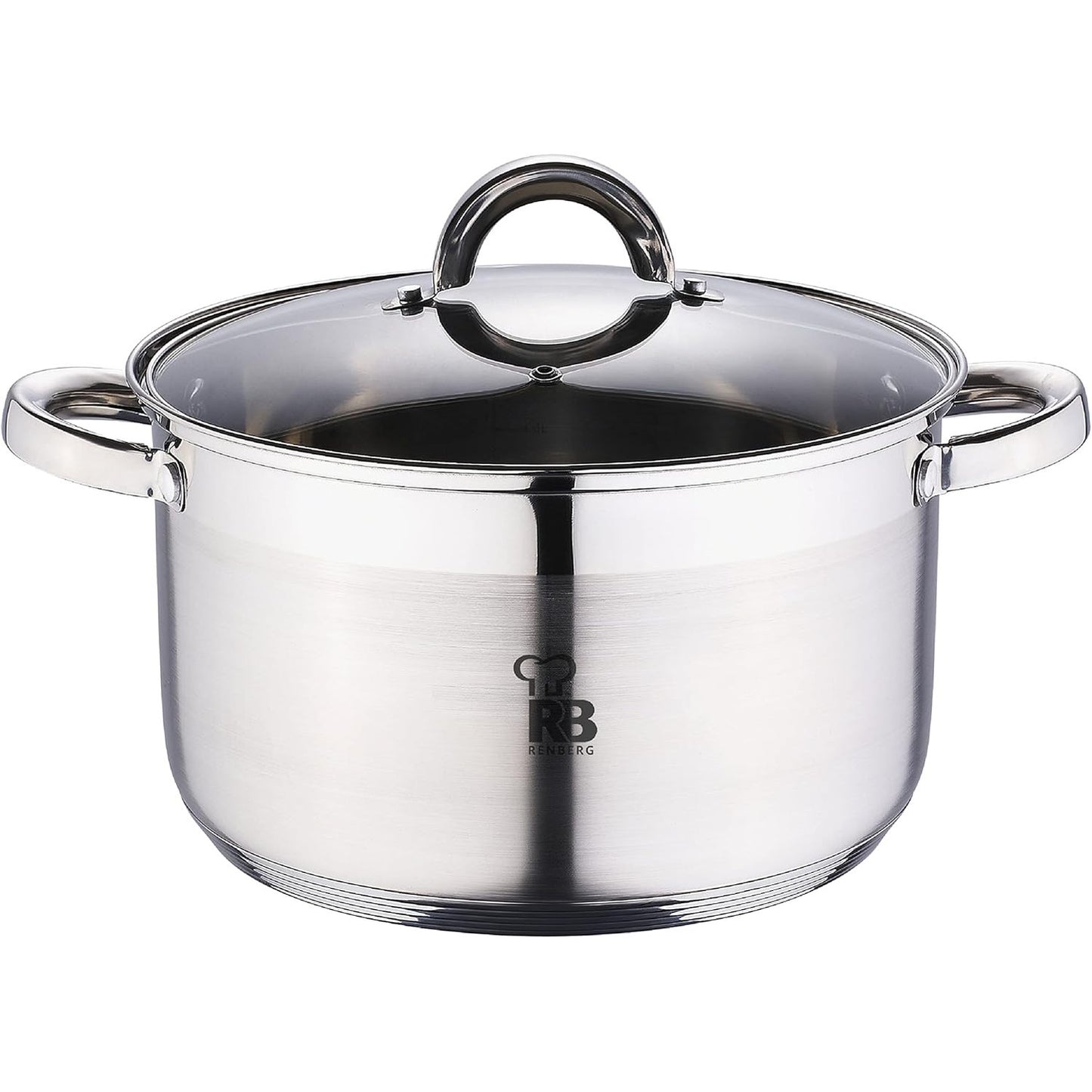 213704 - RENBERG Tenxhere 24 x 14.5 cm, 6.3 L me kapak qelqi, çelik inox, veshje alumini me 5 shtresa