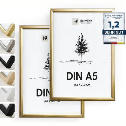 216421 - HEIMLICH® Korniza Fotografish A5, 14.8 x 21 cm, Alumini, Metali, Ari, Pako me 2