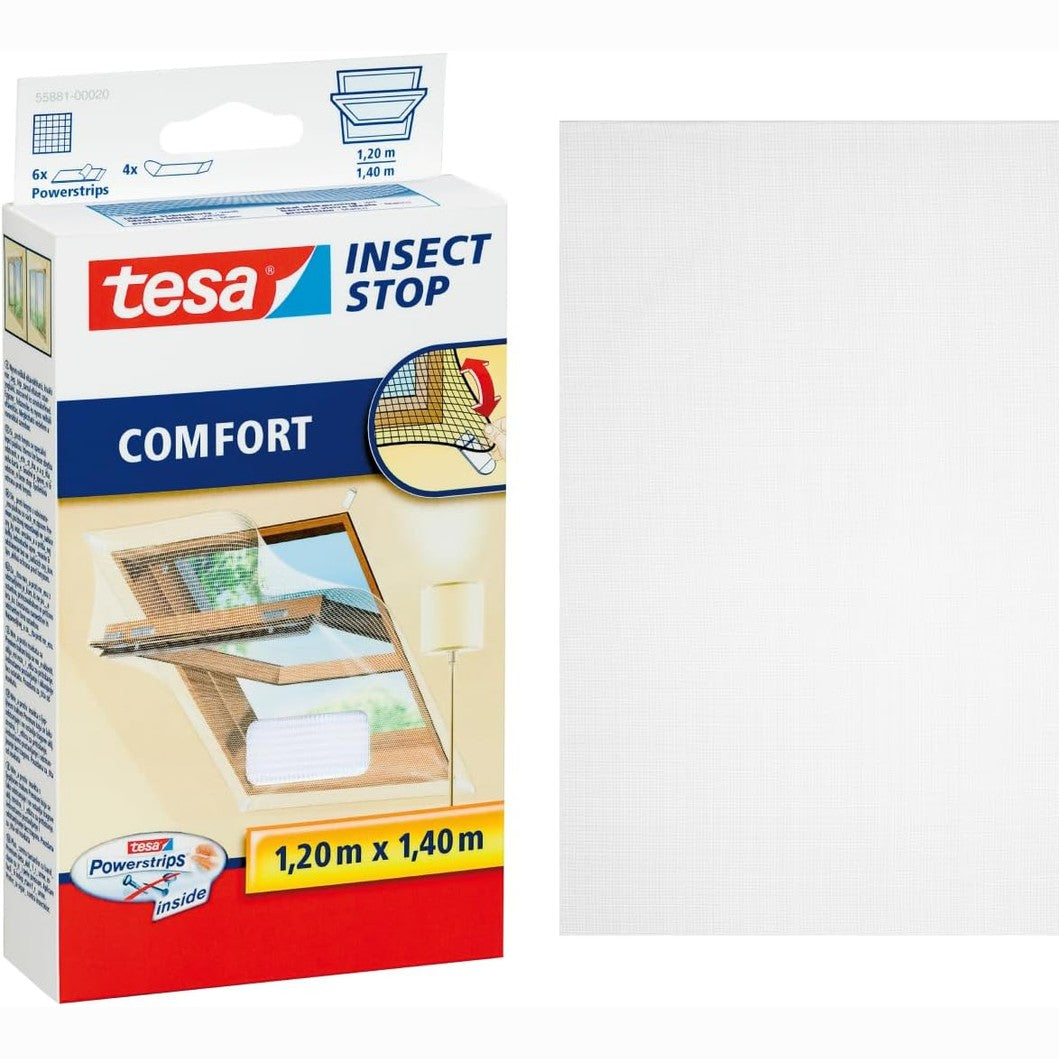 288906 - INSECT STOP Rrjetë kundër insekteve për dritaret e çatisë - Mbrojtje nga insektet për dritare - Rrjetë vetëngjitëse kundër insekteve, nuk kërkon shpim, 1.20 m x 1.40 m - E bardhë (Rrjetë privatësie e çelët)