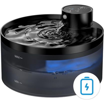 260934 - Shatërvan uji pa tel për mace, kapacitet: 3.2L, bateri e rikarikueshme 4200 mAh, dispenser uji automatik i heshtur, me sensor lëvizjeje, ngjyra: e zezë
