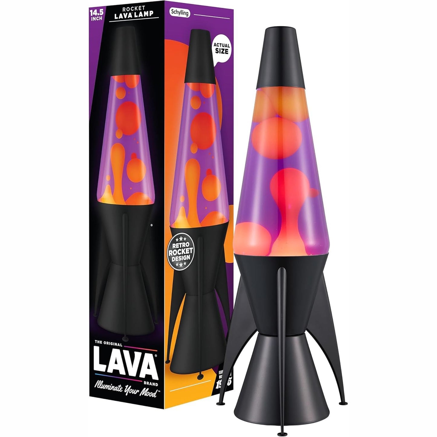 213650 - LAVA® Llambë Lave Evenfall Rocket 2391, dyllë e verdhë, lëng vjollcë, 14.5 inç
