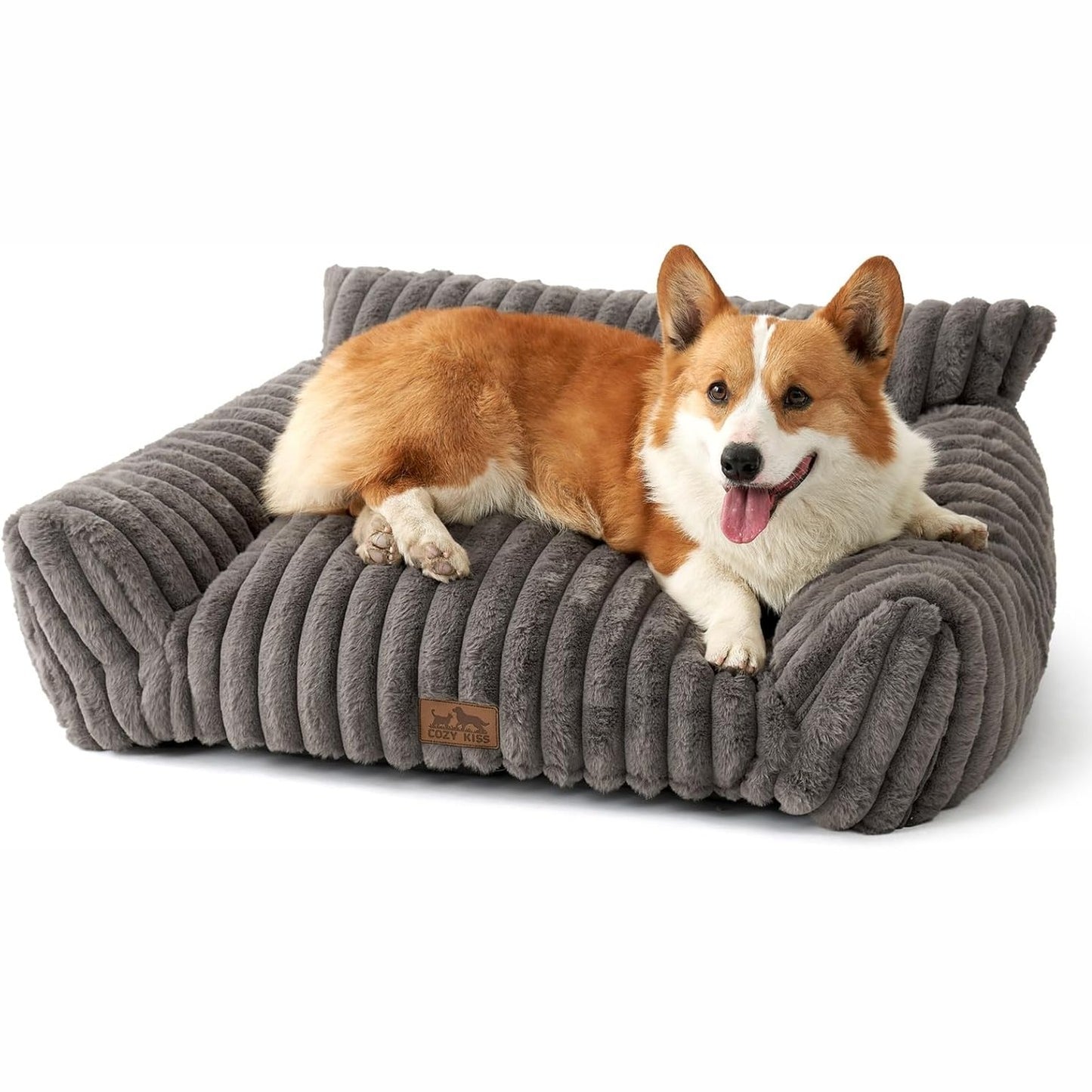 255767 - COZY KISS Divan/Krevat për Qen 80x60x33cm, për Mace dhe Qen të Vegjël, Gri