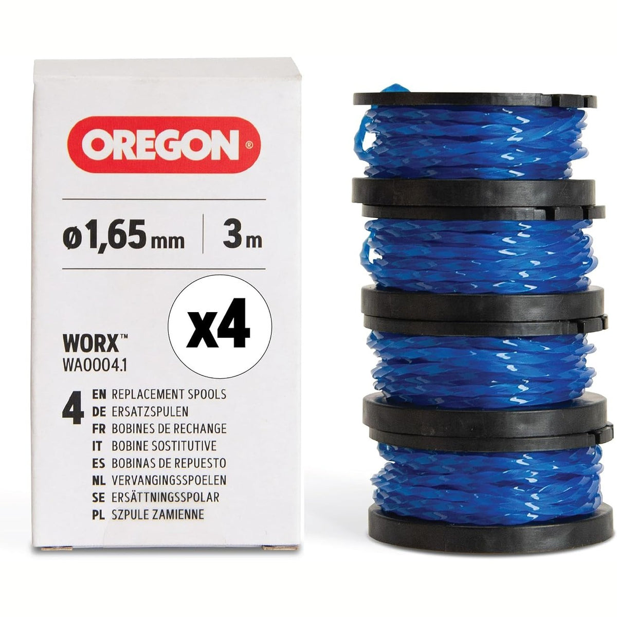 314516 - Oregon Bobinë e mbushur paraprakisht me fije kositëseje për kositëset e lëndinave Worx, set prej 4 copësh