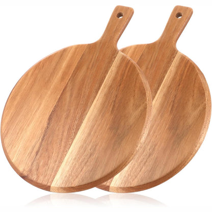223067 - LDXDRU Set me 2 pjata pice të rrumbullakëta 30.5 cm, Dërrasë prerëse prej druri me dorezë