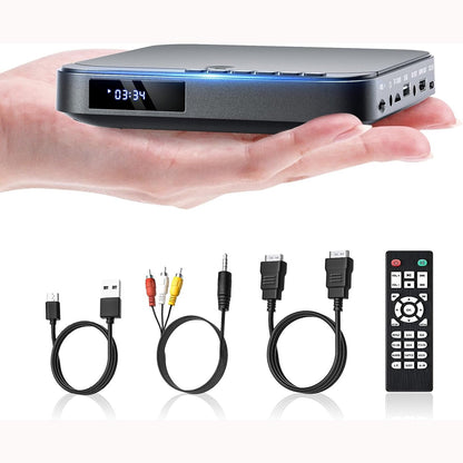 319799 - DESOBRY Mini DVD Player për TV, HD 1080P HDMI, Hyrje karte USB/TF, Telekomandë, Mbështet PAL/NTSC