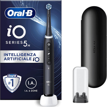 289423 - ORAL-B Furçë dhëmbësh elektrike iO 5, e zezë, 2D teknologji, 3 nivele intensiteti, 1.5 orë jetë baterie, me kokë furçe zëvendësuese