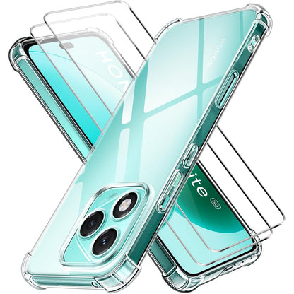 269560 - ivoler Mbrojtëse ekrani 3 në 1 për Honor 400 Lite 5G, me 2 mbrojtëse ekrani prej qelqi të temperuar, mbulesë transparente mbrojtëse kundër goditjeve, mbulesë silikoni e butë TPU