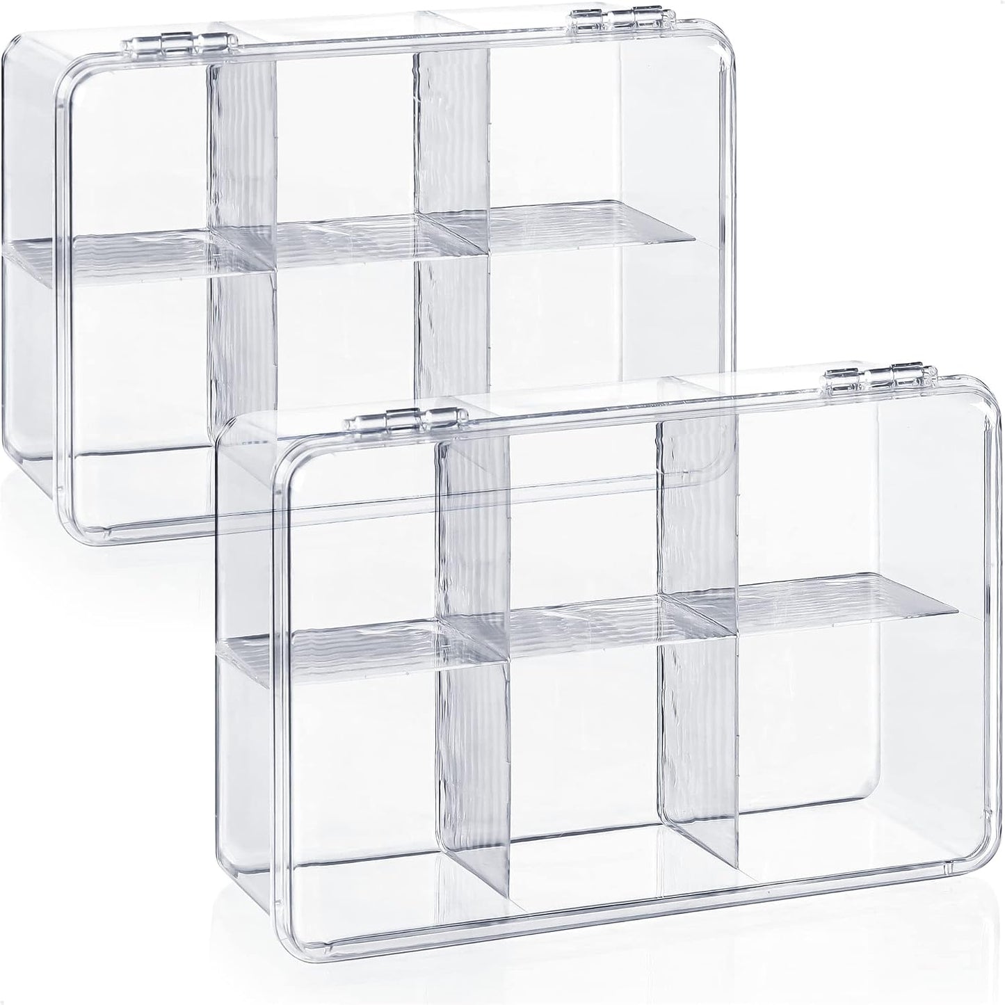 294229 - COM-FOUR® 2x Kuti Ruajtjeje për Çaj, plastikë transparente me 6 ndarje, 2 copë