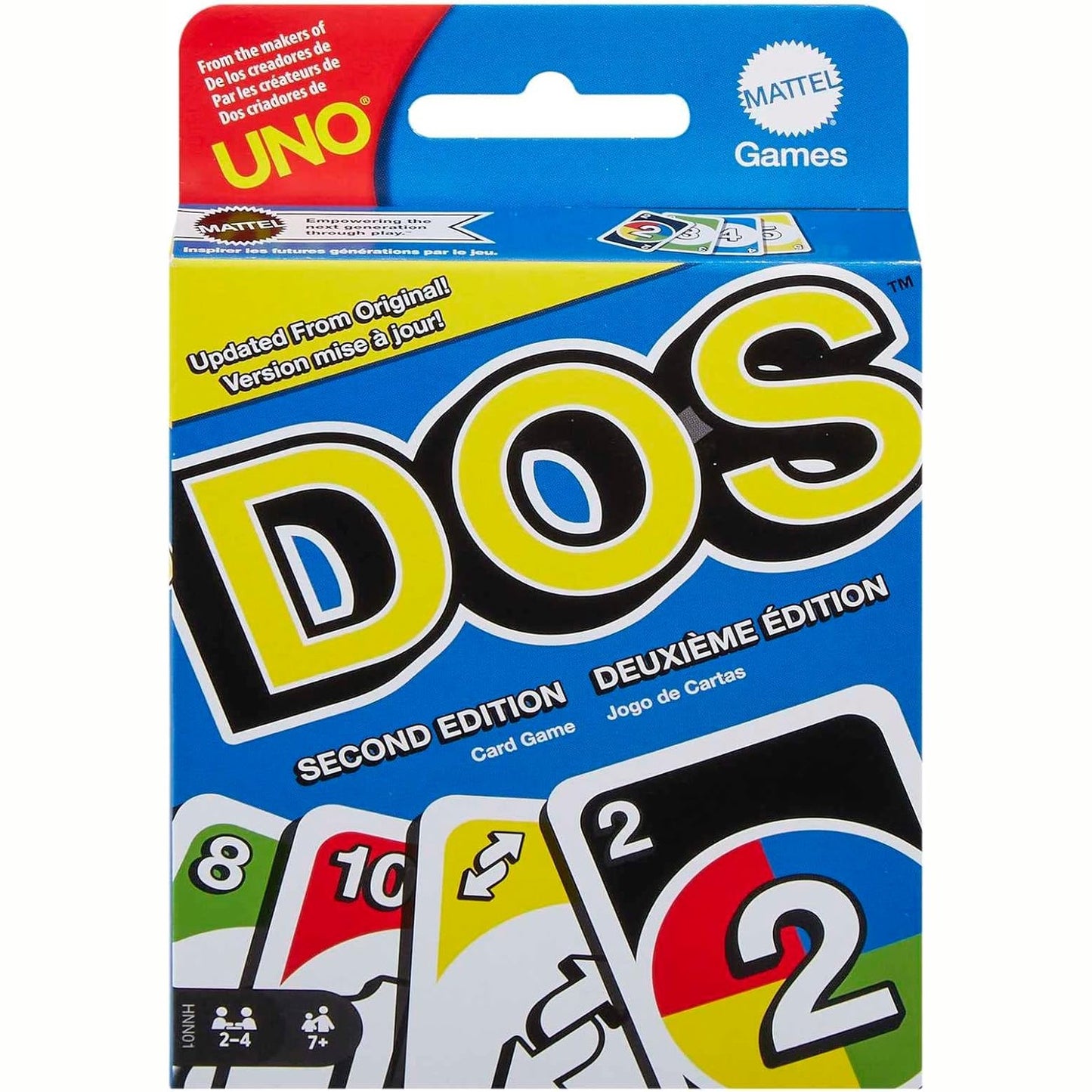294497 - MATTEL GAMES Lojë me Letra DOS, Botimi i Dytë, Lojë Tavoline Familjare UNO +7 Vjeçare (Mattel HNN01)