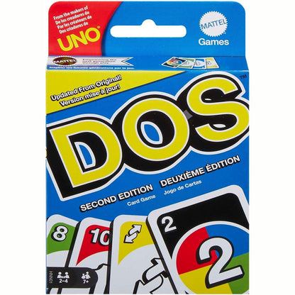 294497 - MATTEL GAMES Lojë me Letra DOS, Botimi i Dytë, Lojë Tavoline Familjare UNO +7 Vjeçare (Mattel HNN01)