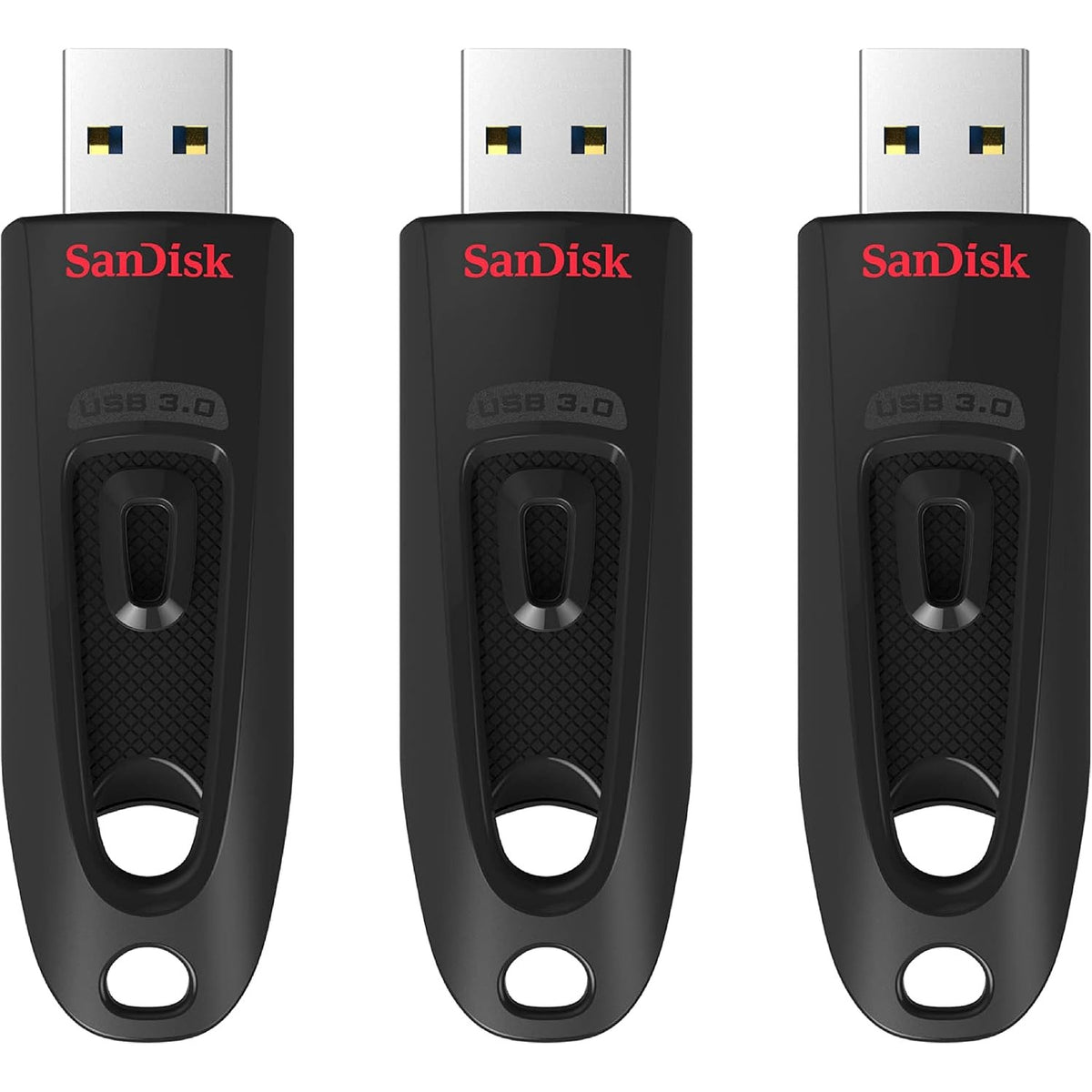 309788 - SANDISK Njësi flash Ultra USB 3.0 64 GB, pako me 3 pjesë, Softuer SecureAccess, Mbrojtje me fjalëkalim, Shpejtësi transferimi deri në 130 MB/s, e zezë