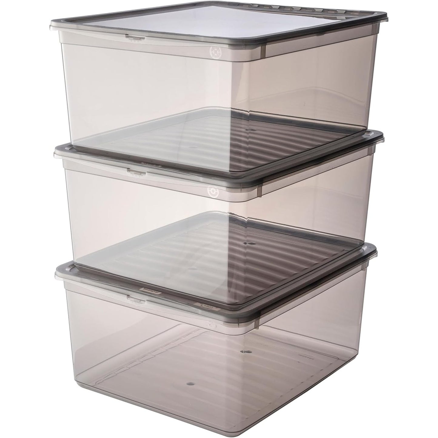 214891 - kuti ruajtjeje me Sistem Kontrolli të Ajrit, set me 3 pjesë, 3 x 18 l, Bea, Transparente