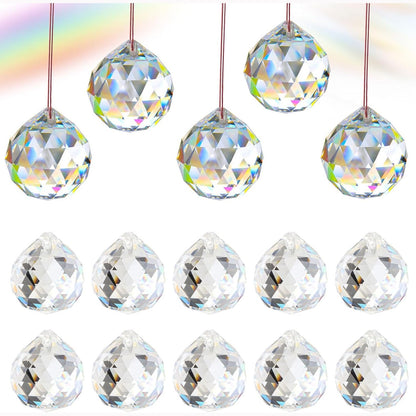 224782 - BREANIFULL 15 copë Kapëse Dielli të Varura me Kristal, Drita Dritareje prej Kristalti, Kapëse Drite 30 mm, Toptha Qelqi Kristal