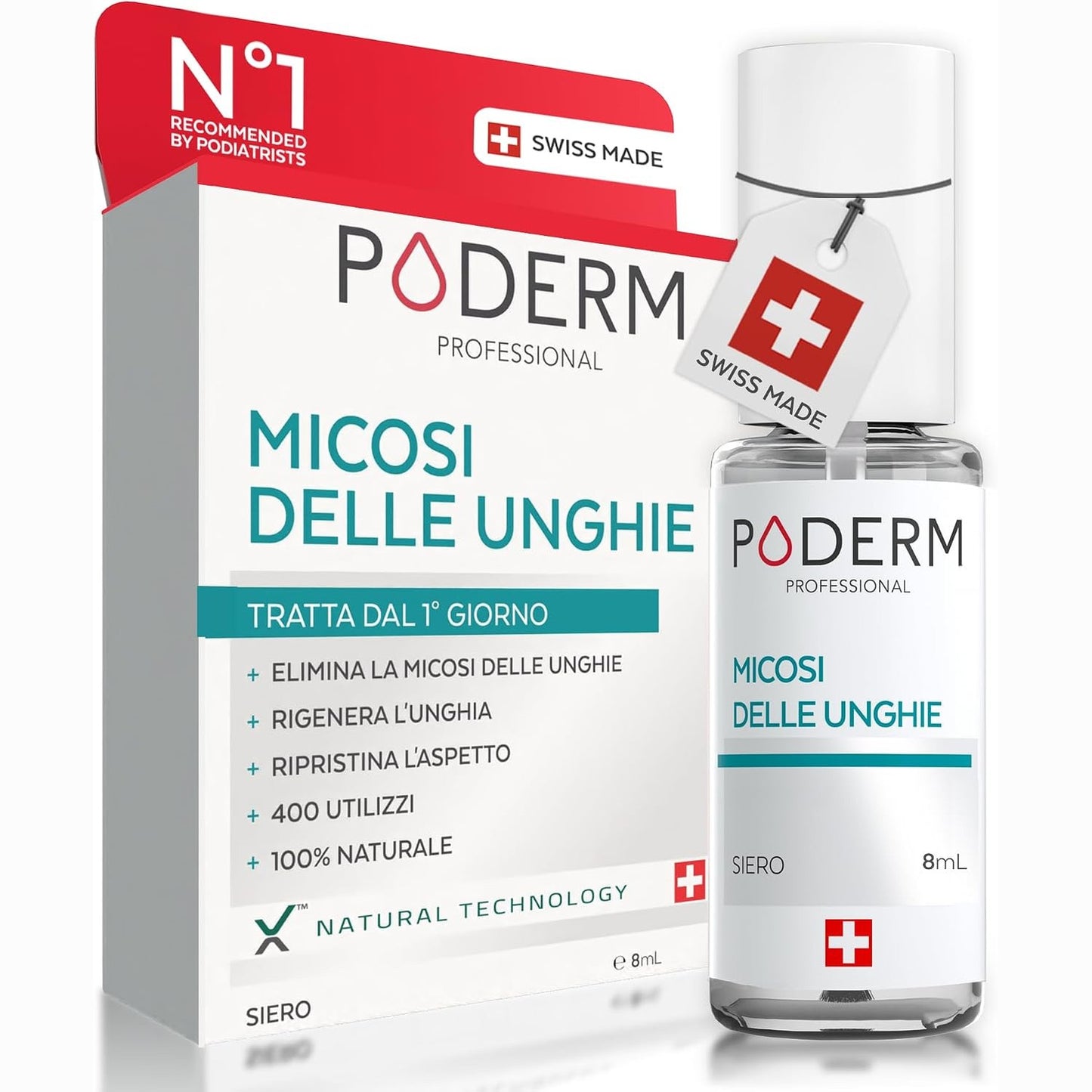 316964 - PODERM Trajtim 2-në-1 për kërpudhat e thonjve, me bimë antifungale dhe restauruese, kujdes profesional për këmbët/duart, i shpejtë dhe i lehtë, prodhuar në Zvicër