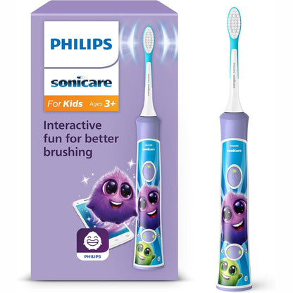 296661 - PHILIPS Sonicare For Kids, furçë dhëmbësh elektrike sonike me aplikacion, për fëmijë 3 vjeç e lart, me SmartTimer dhe QuadPacer, Blu, Modeli HX6322/12, Pesha: 150 g