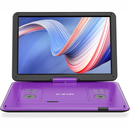 272737 - BOIFUN DVD Player Portativ 17.5" me Ekran HD 15.6", Bateri 6-Orë, Mbështetje USB/Kartë SD/AV, E Zezë (Vjollcë)