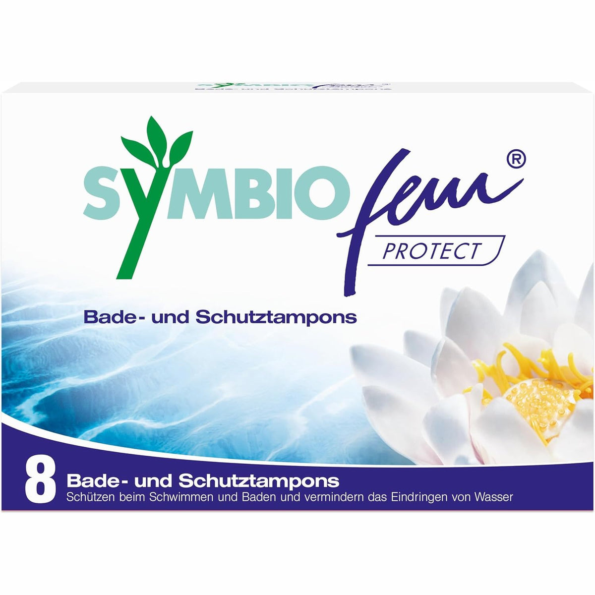 302415 - SYMBIOFEM Tampona për banjo Protect – Tampona të lehta për not dhe larje – 8 copë