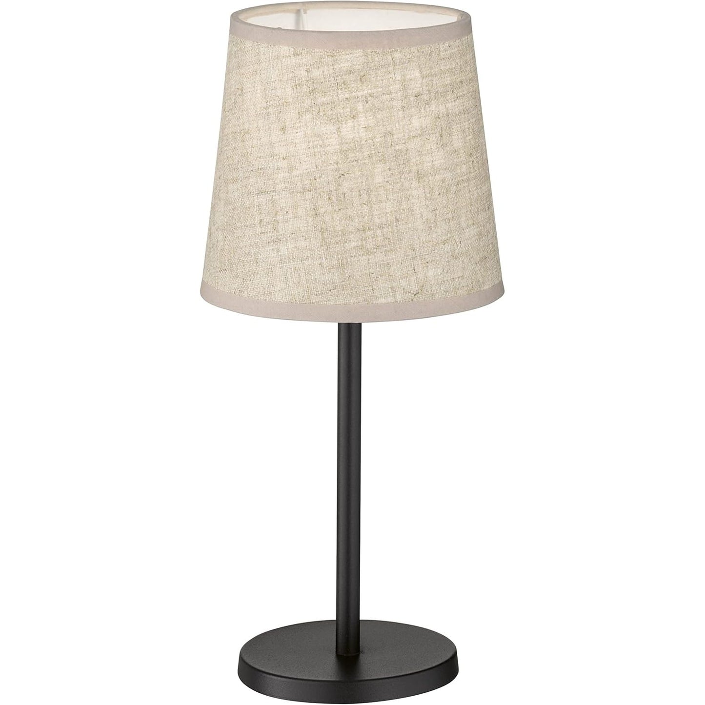 215077 - FISCHER & HONSEL Llambë tavoline Rimini | e zezë rëre mat | hije prej liri me ngjyrë rëre | L: 30 cm, Th: 14 cm | me çelës kablloje | 1 x E14 maks. 25 W (llamba nuk përfshihet)