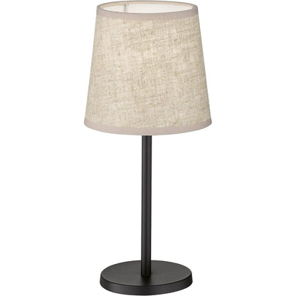 215077 - FISCHER & HONSEL Llambë tavoline Rimini | e zezë rëre mat | hije prej liri me ngjyrë rëre | L: 30 cm, Th: 14 cm | me çelës kablloje | 1 x E14 maks. 25 W (llamba nuk përfshihet)