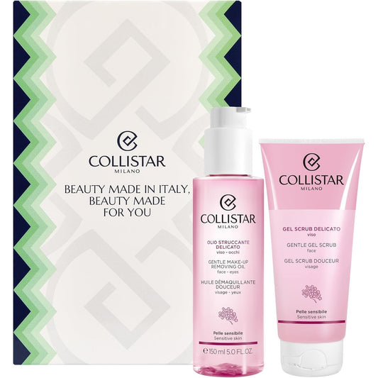 311359 - COLLISTAR Set Dhurate për Pastrues të Butë, Vaj Pastrues 150ml + Skrab i Butë për Fytyrën 100ml, Heq Grimin e Ujit të Ujit, Eksfolim i Butë, Për Lëkurë të Ndjeshme, Prodhuar në Itali