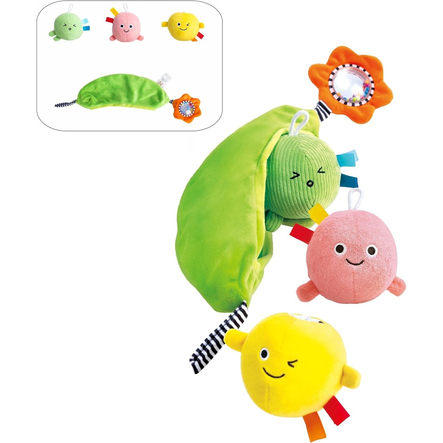 290193 - Hape Little Pea Friends, lodër shqisore për fëmijë, për t’u varur në karrocë fëmijësh