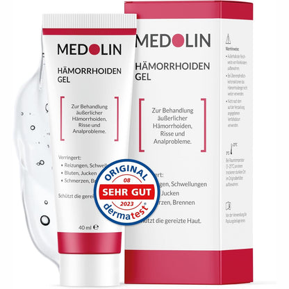 301063 - MEDOLIN® Xhel për hemorroide, 40ml - Për ënjtje, kruajtje, dhimbje dhe gjakderdhje, pomadë për hemorroide për venat me variçe