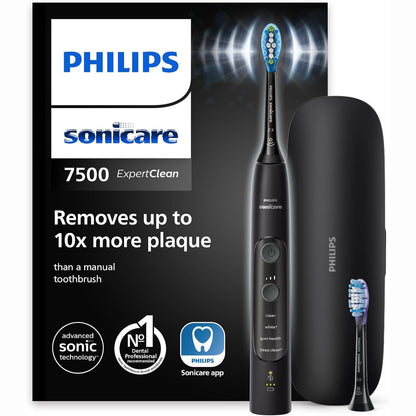 274851 - PHILIPS Furçë dhëmbësh elektrike Sonicare ExpertClean 7500, 4 mënyra pastrimi, sensor presioni, çantë udhëtimi, e zezë, modeli HX9631/16