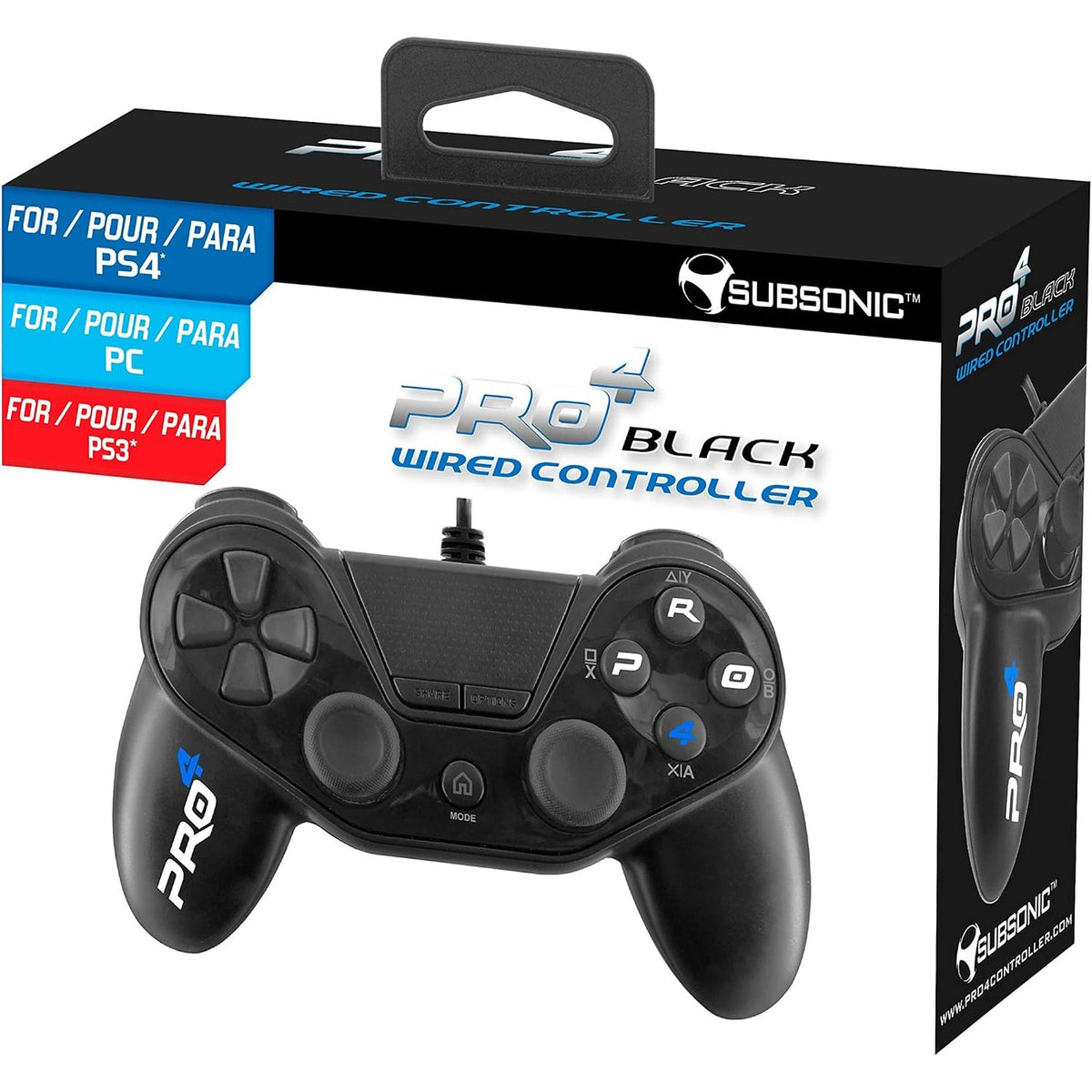 299744 - Mando Kontrollues me tela me kabllo Pro4, i zi, Aksesorë për PS4 / Slim / Pro / PC / PS3