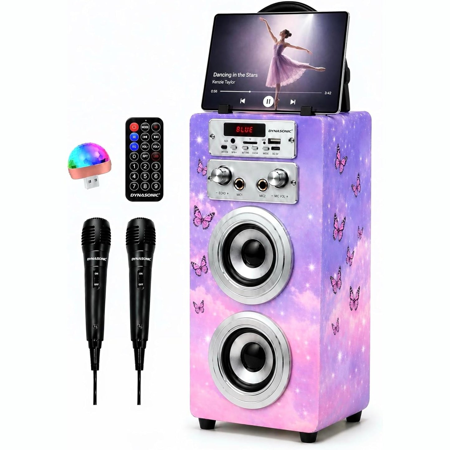 276354 - DYNASONIC Mikrofon Karaoke për Fëmijë (gjenerata e 3-të Modeli 2022), Lodër për Fëmijë Modeli 025-18 Drita