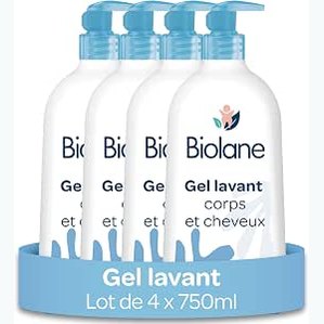 321214 - BIOLANE - Xhel Pastrues për Bebe 2 në 1 - Pastron dhe ushqen - Pako me 4 x 750ml