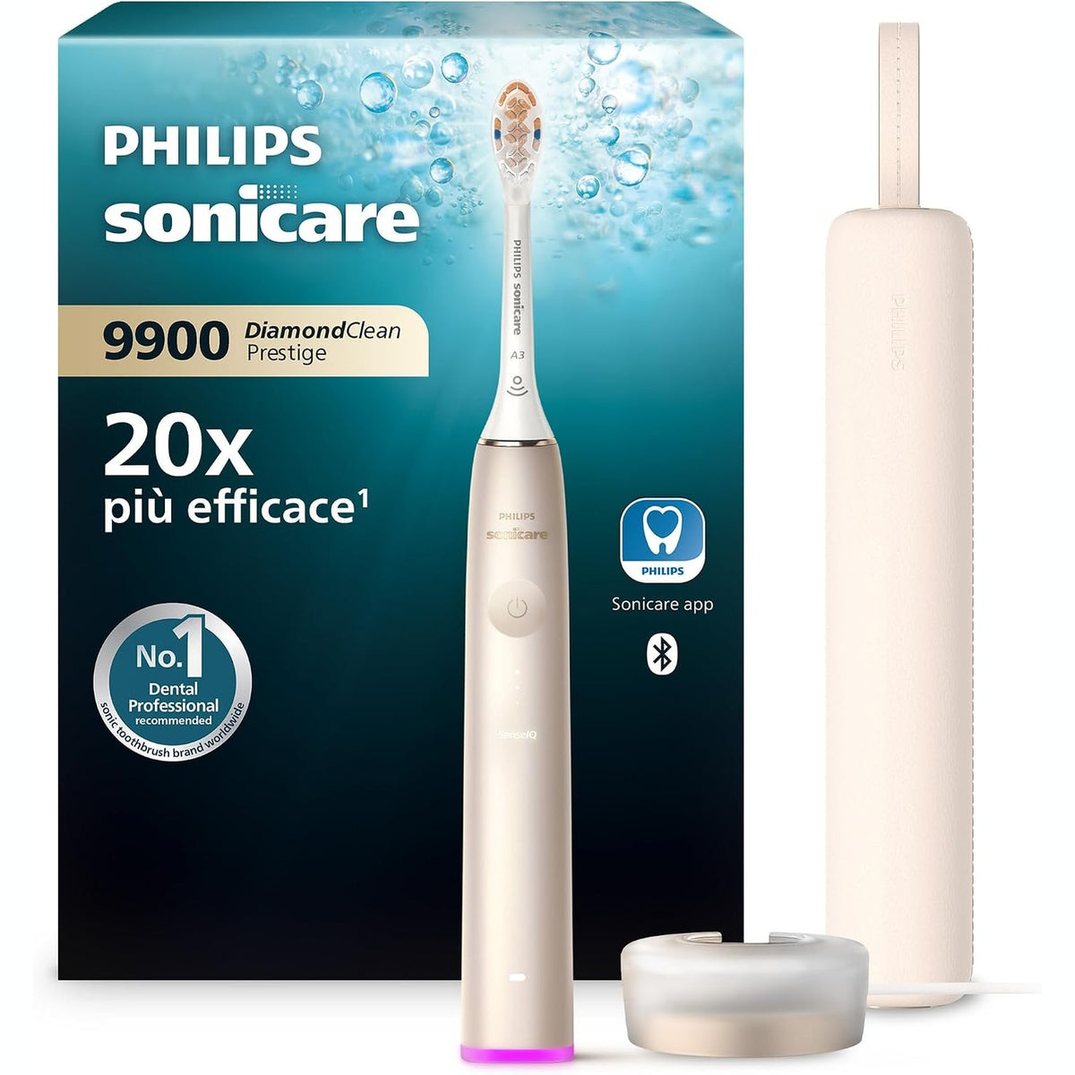 302687 - PHILIPS Sonicare DiamondClean Prestige 9900 - furçë dhëmbësh elektrike me 1 kokë furçe A3 Premium, kuti karikimi, ngjyrë perle (modeli HX9992/11)