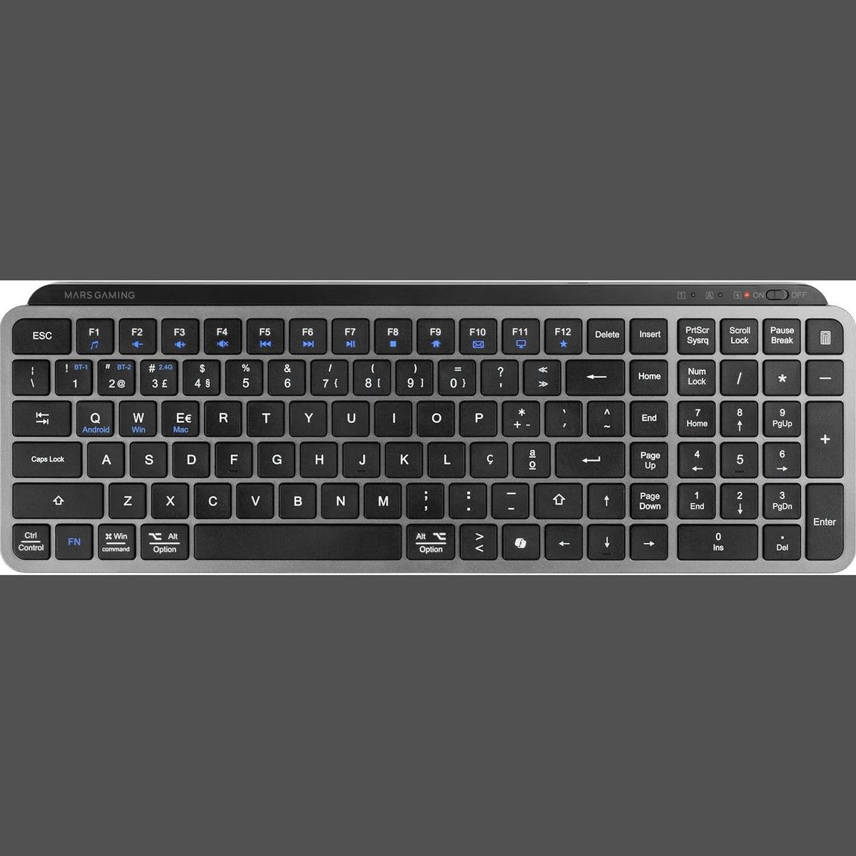 296002 - MARS GAMING MK-SILENKEYS, Tastierë kompakte pa tel, Portugeze, Bluetooth 5.1, Bateri 200 orë, e zezë