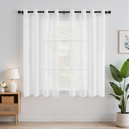 335279 - EMEMA Perde me vrima, set prej 2 copësh, 145 cm të gjata, perde voile të bardha