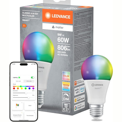 216694 - LEDVANCE Llampa LED SMART+ MATTER - 9W, 806lm, E27, e pajtueshme me Google, Alexa, Apple, jetëgjatësi deri në 20,000 orë