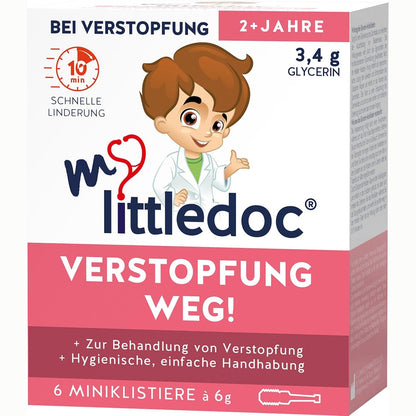 298838 - MYLITTLEDOC Lehtësim nga Kapsllëku! Mini Klizma, 6 copë, pajisje mjekësore me bazë glicerine për përdorim rektal, trajtim i kapsllëkut, higjienike, e thjeshtë, me veprim të shpejtë.