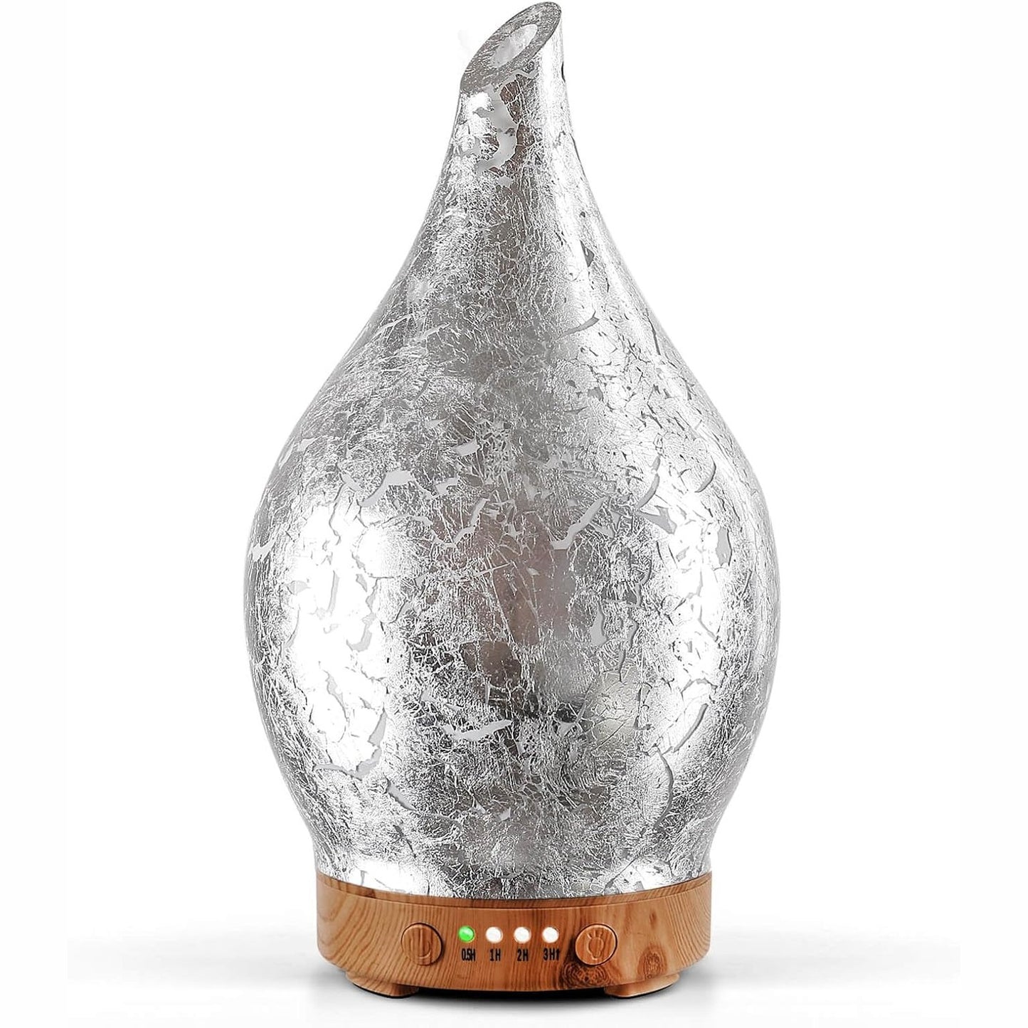 261077 - PORSEME Difuzues Arome 150ml, Lagështues Qelqi i Fryrë me Dorë, Difuzues Vajrash Aromaterapie Ultrasonik me 7 Drita LED me Ngjyra, Kohëmatës, Pa BPA, i veshur me argjend