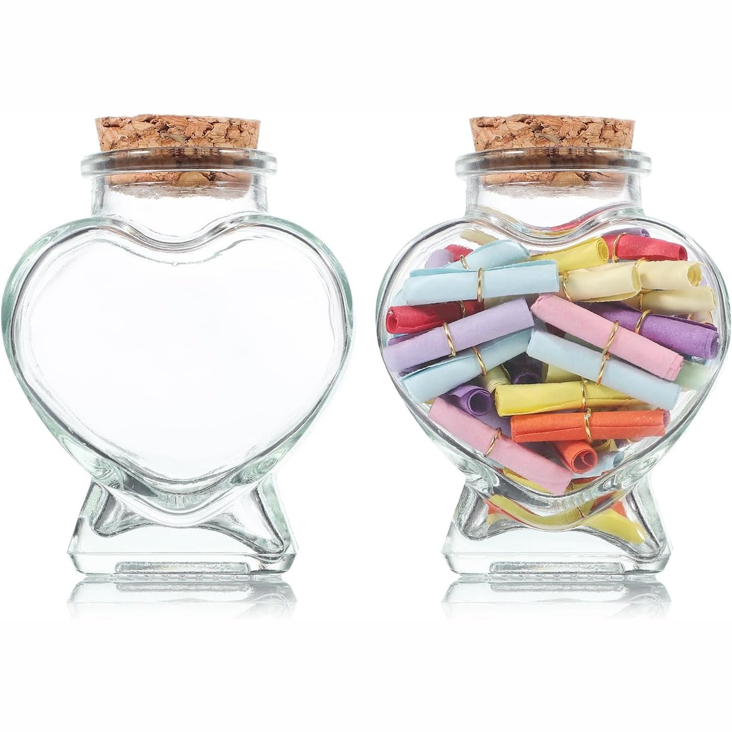 253296 - SHISHE QELQI Mini në Formë Zemre Warmhm 50ml me 2 Copë, Shishe Dekorative për Mesazhe dhe Projekte Arti