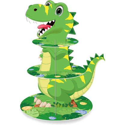 216606 - Mbajtëse për 24 kekë të vegjël me dinosaur, 3 mbajtëse për kekë me kafshë, Furnizime për festa
