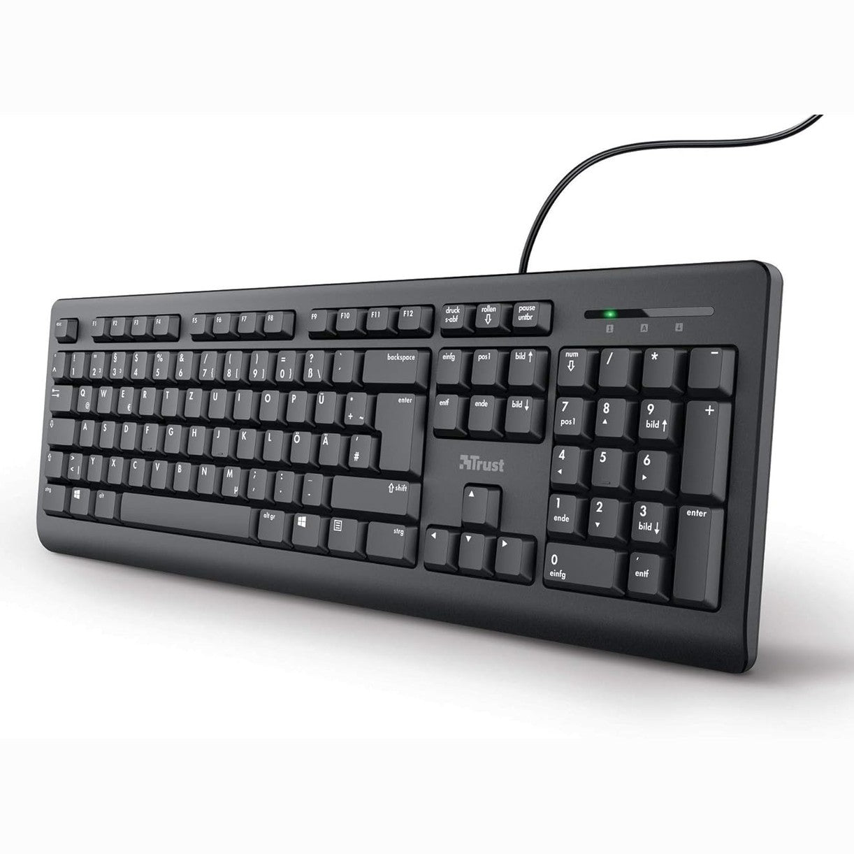 269153 - TRUST Tastierë me tela Taro, Paraqitje gjermane QWERTZ, Lidhje USB, Gjatësi kablloje 1.8 m, Rezistent ndaj spërkatjeve, E zezë
