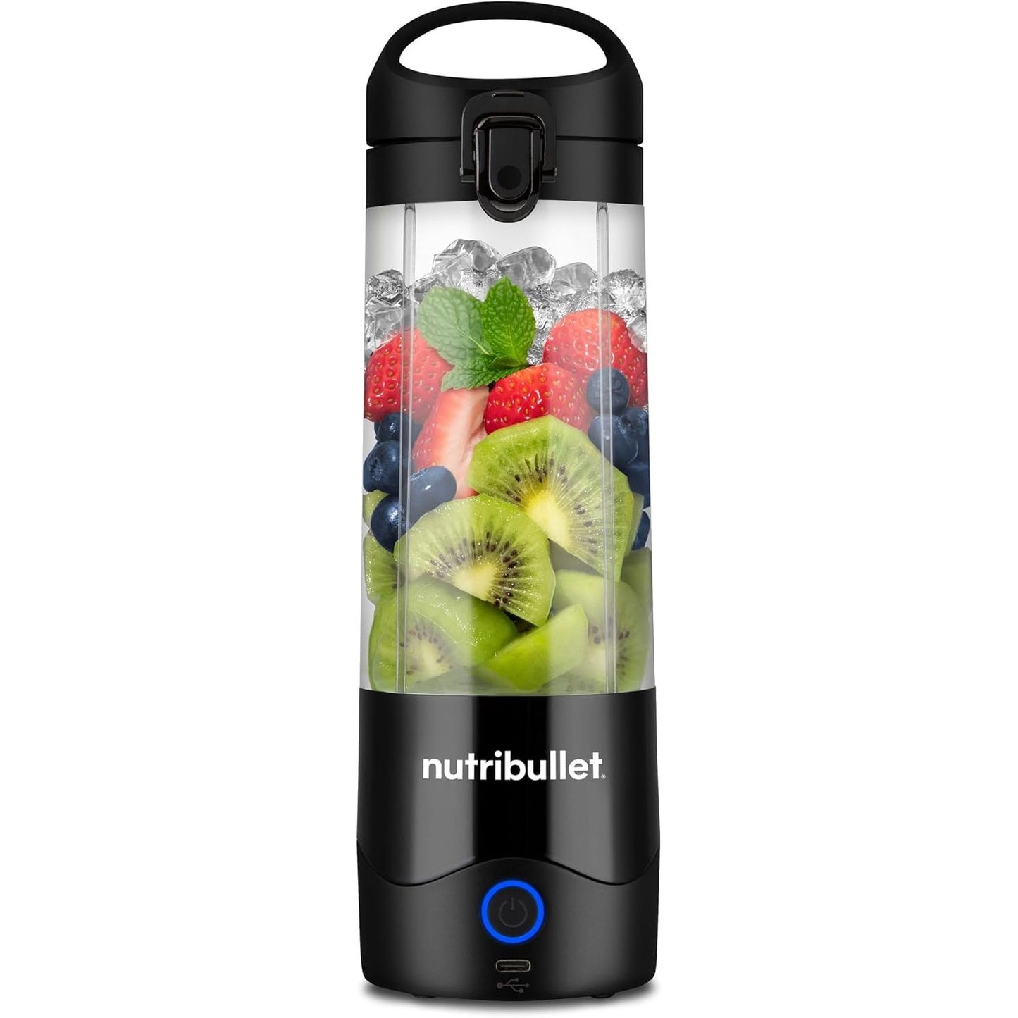 288370 - NUTRIBULLET Përgatitës portativ për smoothie, filxhan 475 ml, pa BPA, pa tel, i rikarikueshëm për mbi 15 cikle përzierjeje, mini blender portativ, thërrmon akullin dhe frutat, i zi, NBP003B