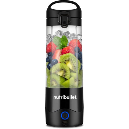 288370 - NUTRIBULLET Përgatitës portativ për smoothie, filxhan 475 ml, pa BPA, pa tel, i rikarikueshëm për mbi 15 cikle përzierjeje, mini blender portativ, thërrmon akullin dhe frutat, i zi, NBP003B