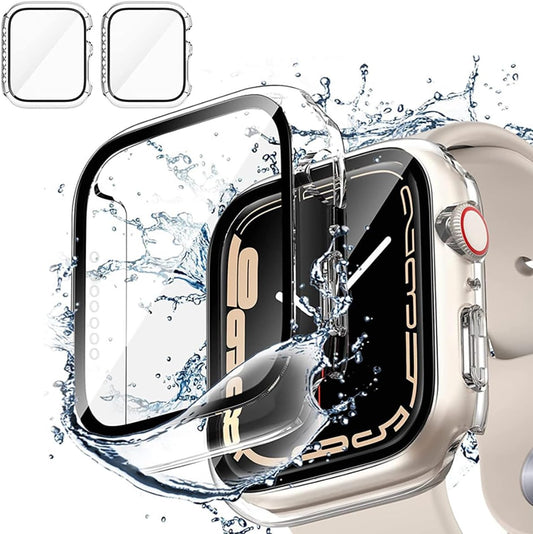 190539 - UNNDERWIẞ Mbrojtëse PC 2-Pjesë Transparente për Apple Watch Series 6/5/4/SE, 40mm, me Mbrojtës Ekrani Qelqi i Temperuar, HD Transparente, Ultra-e Hollë, Rezistente ndaj Goditjeve