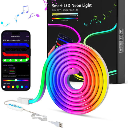 224217 - NEON Shirita LED 1M MeRGBW-Home, Drita LED Neoni RGB prej Silikoni, të Bëra Vetë, të Kontrolluara nga Aplikacioni