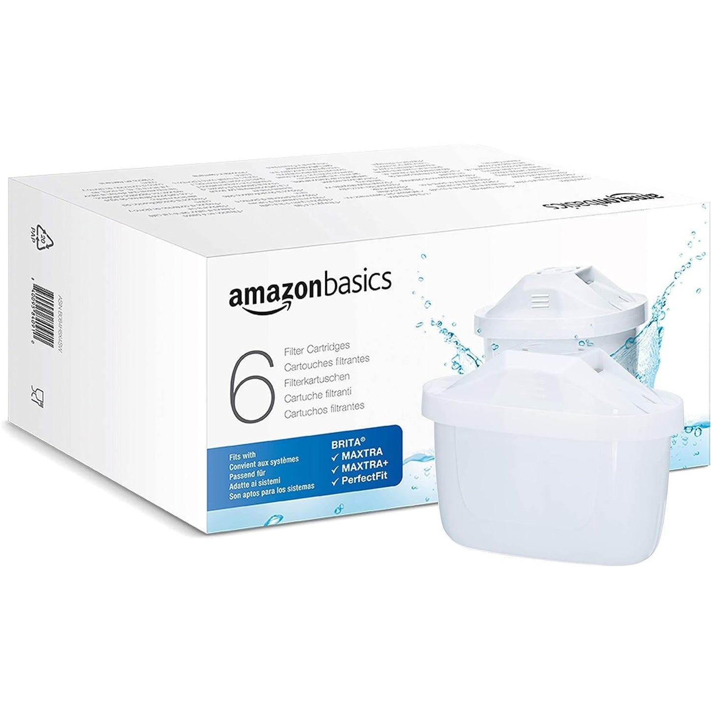 240697 - AMAZON BASICS - Fishekë filtri uji, 6 copë, pako me 1, të pajtueshëm me sistemet BRITA, përfshirë PerfectFit
