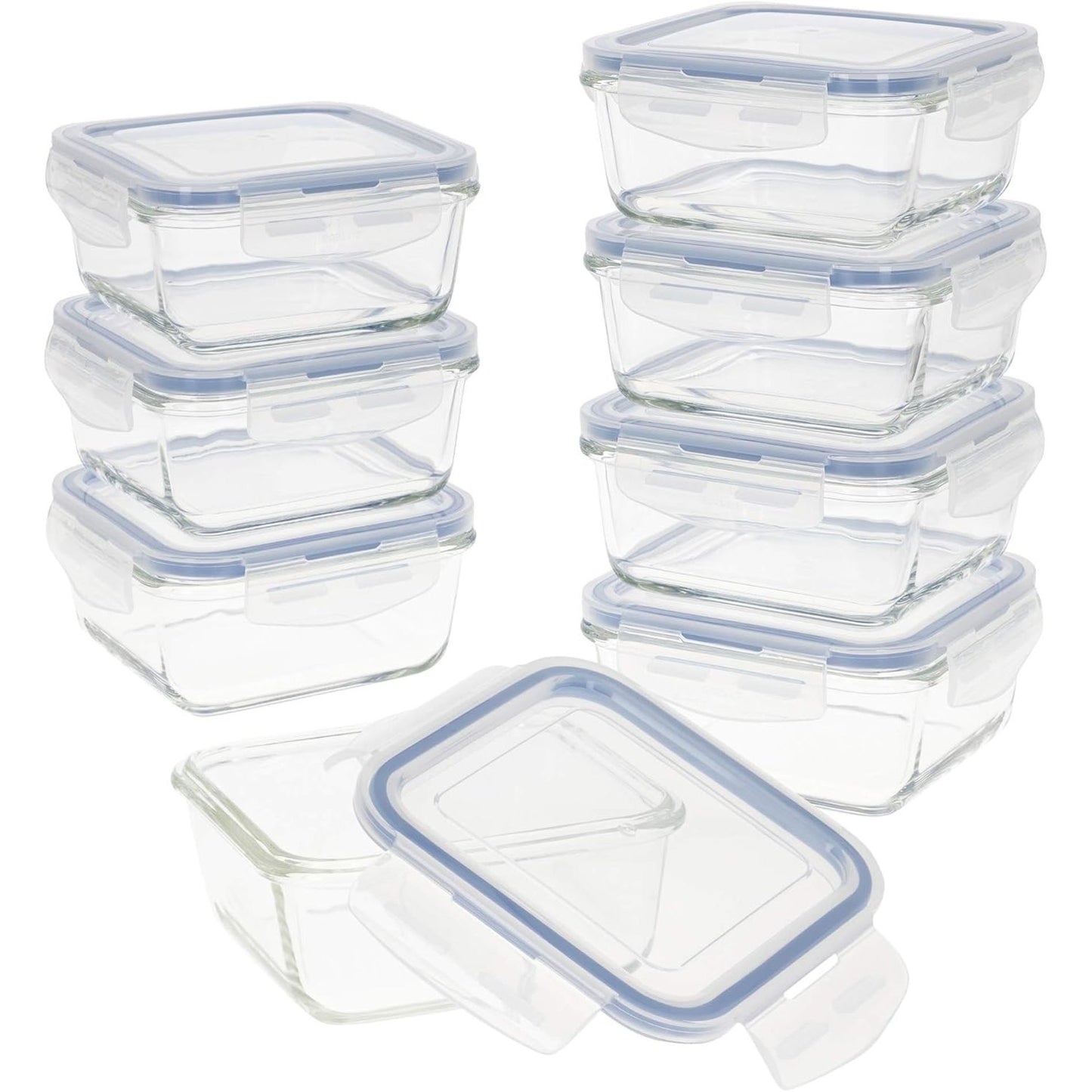 222040 - AKTIVE Enë Ushqimi Hermetike, Qelq, 14 x 14 x 6.5 cm (550 ML), Transparente