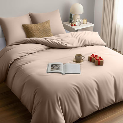168325 - UTOPIA BEDDING Set Çarçafësh 220x240cm, Mbulesë Jorgani Mikrofibre 240x220cm + 2 Mbulesa Jastëkësh 65x65cm - Bezhë