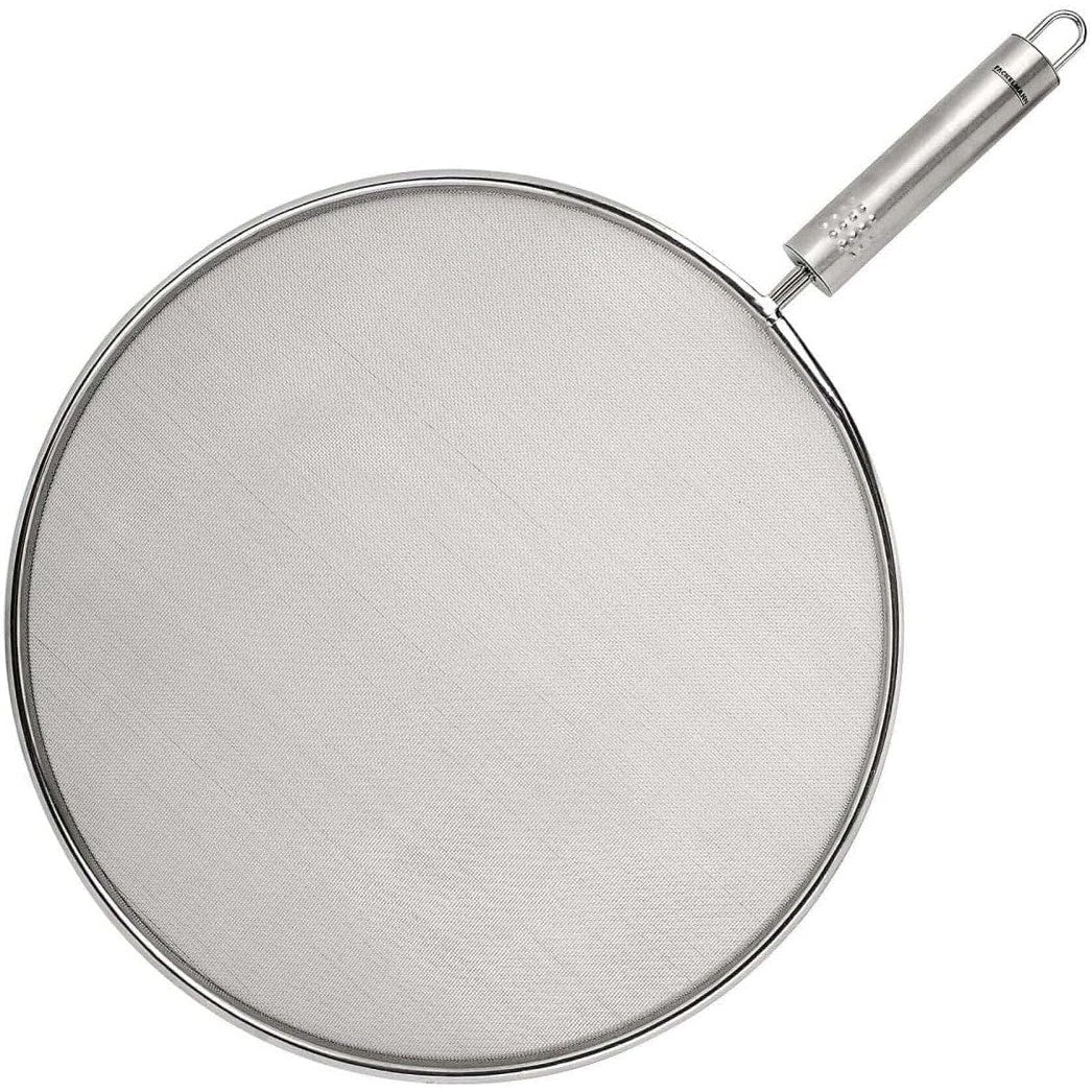 206486 - FACKELMANN Sitë Opal Splatter 29cm, Mbrojtëse kundër Spërkatjeve të Gatimit për Tigan, Mbrojtëse kundër Spërkatjeve të Yndyrës, Rrjetë Çelik Inoks Shumë e Hollë, Madhësia 42.5x29x2.5cm, Ngjyra Argjend